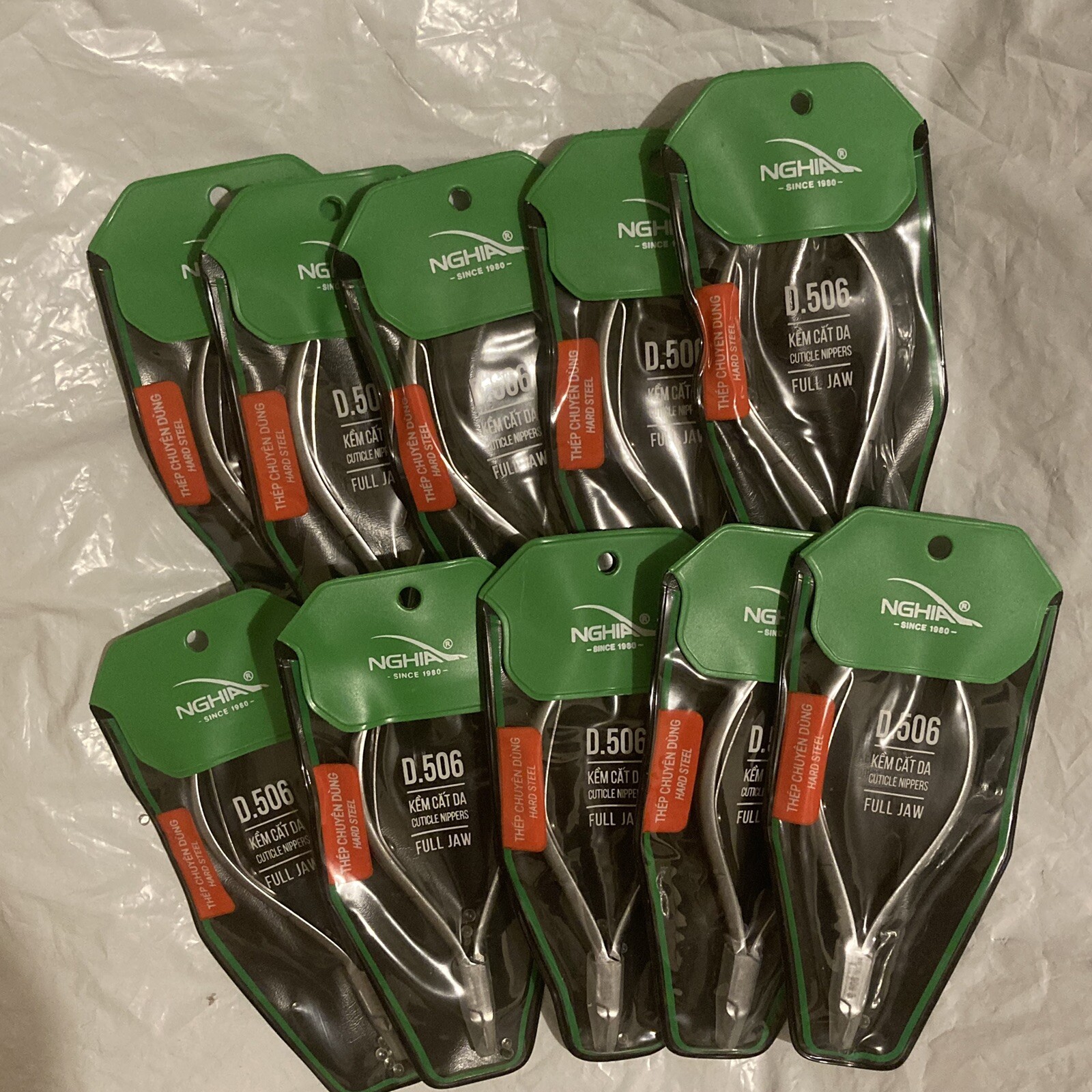 New 10 Pairs D 506 Nghia Cuticle Nippers Full Jaw Hard Steel One Spring