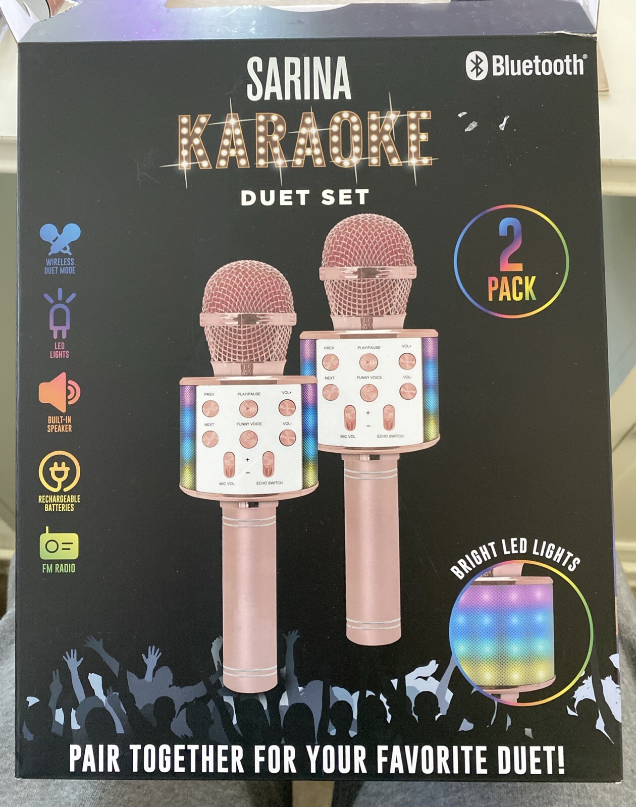 Sarina Brand Karaoke Duet Set 2pack Microphone With LED Lights