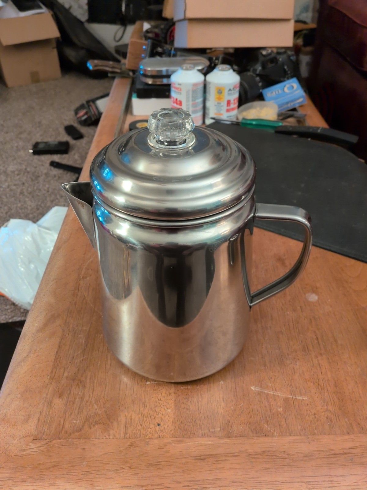 Vintage Coleman 12-Cup Stainless Steel Coffee Percolator - Stovetop Camp Pot