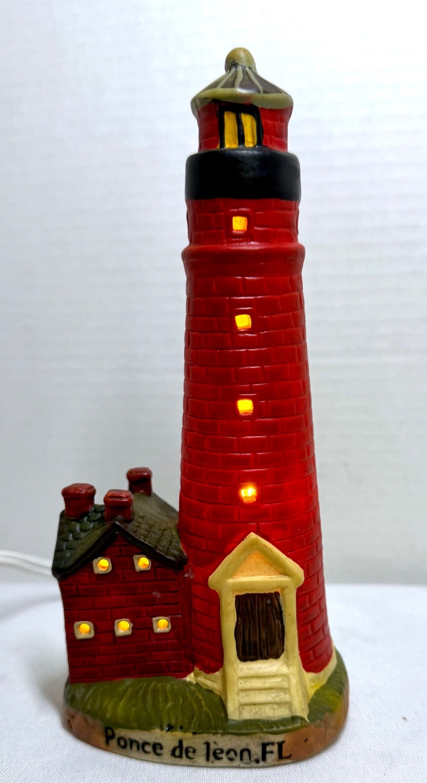 Vintage Ceramic Lighthouse Night Light- Ponce de leon Lighthouse FL 8"