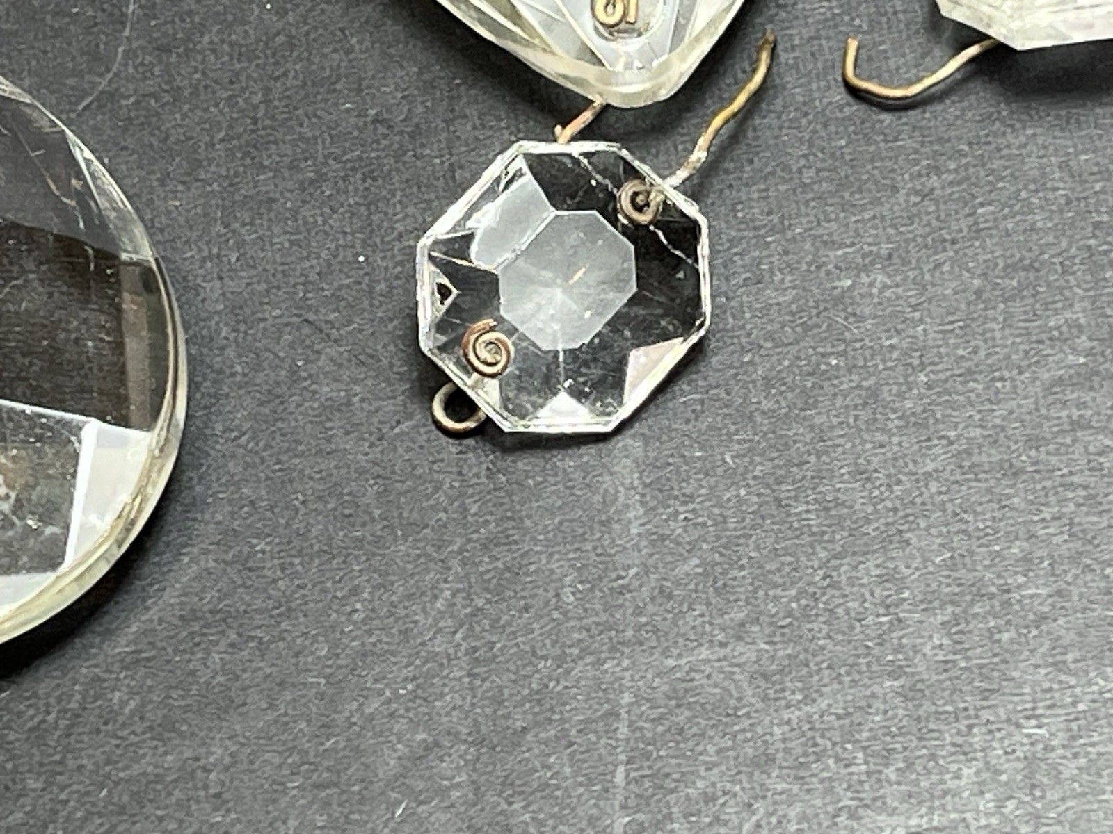 Lot 20 Vintage 2-1/2" Chandelier Crystal Teardrop Prisms Danglers w/ 3/4" Oct.