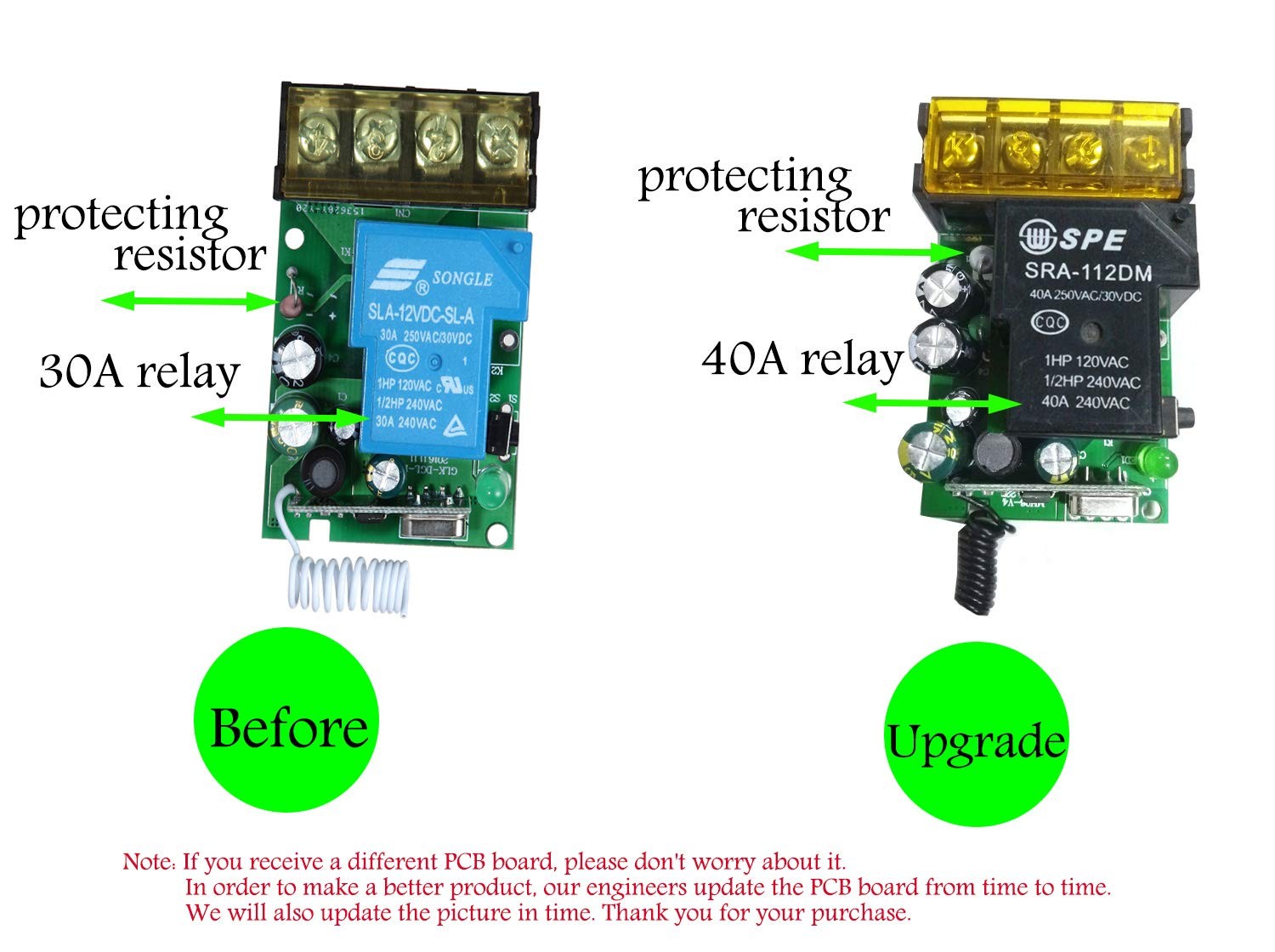 Wireless Remote Switch,AC 110V/120V/240V/40A Relay,Wireless RF Switch for Hou...