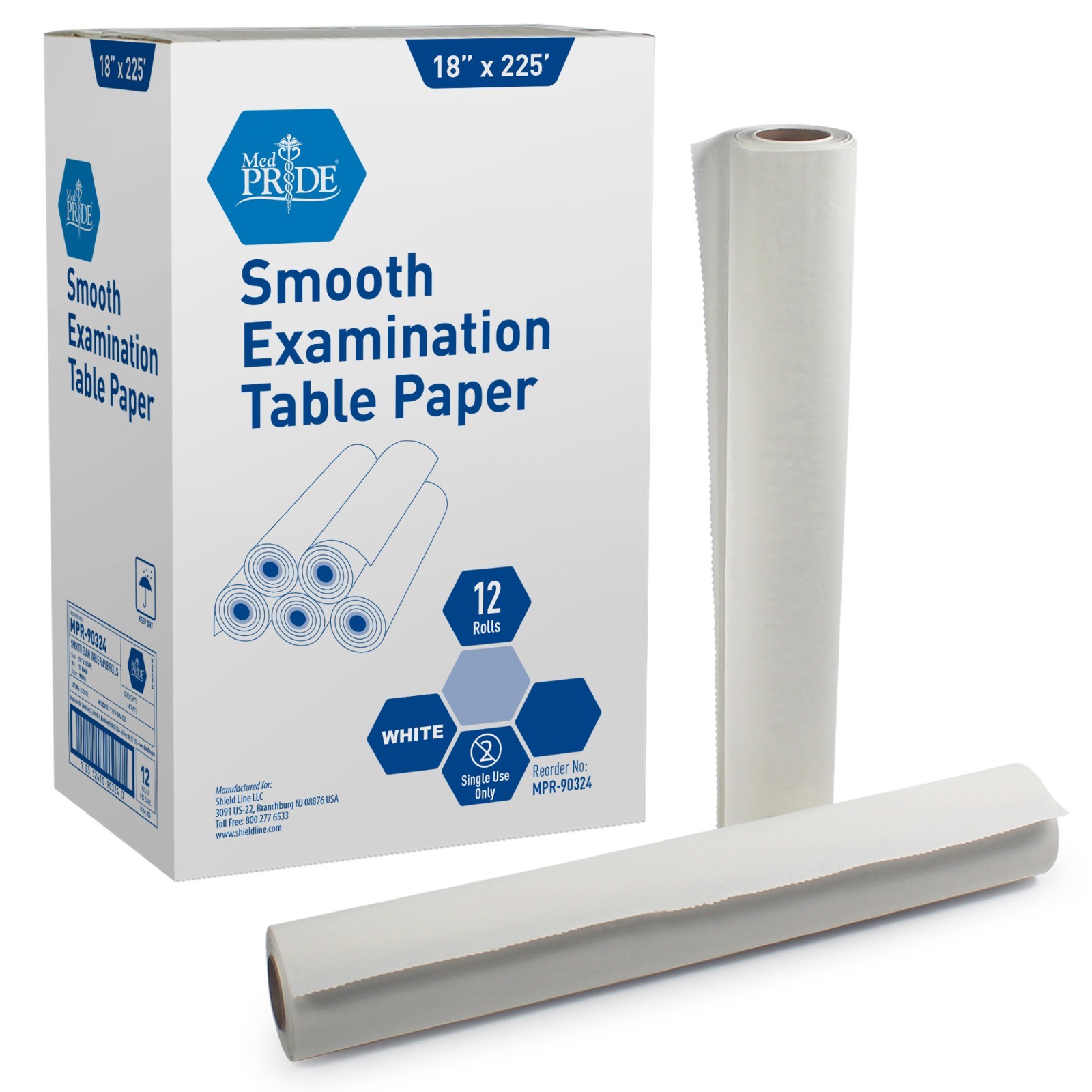 MED PRIDE Smooth Exam Table Paper 225FT Roll – 14" 18" 21" Disposable White