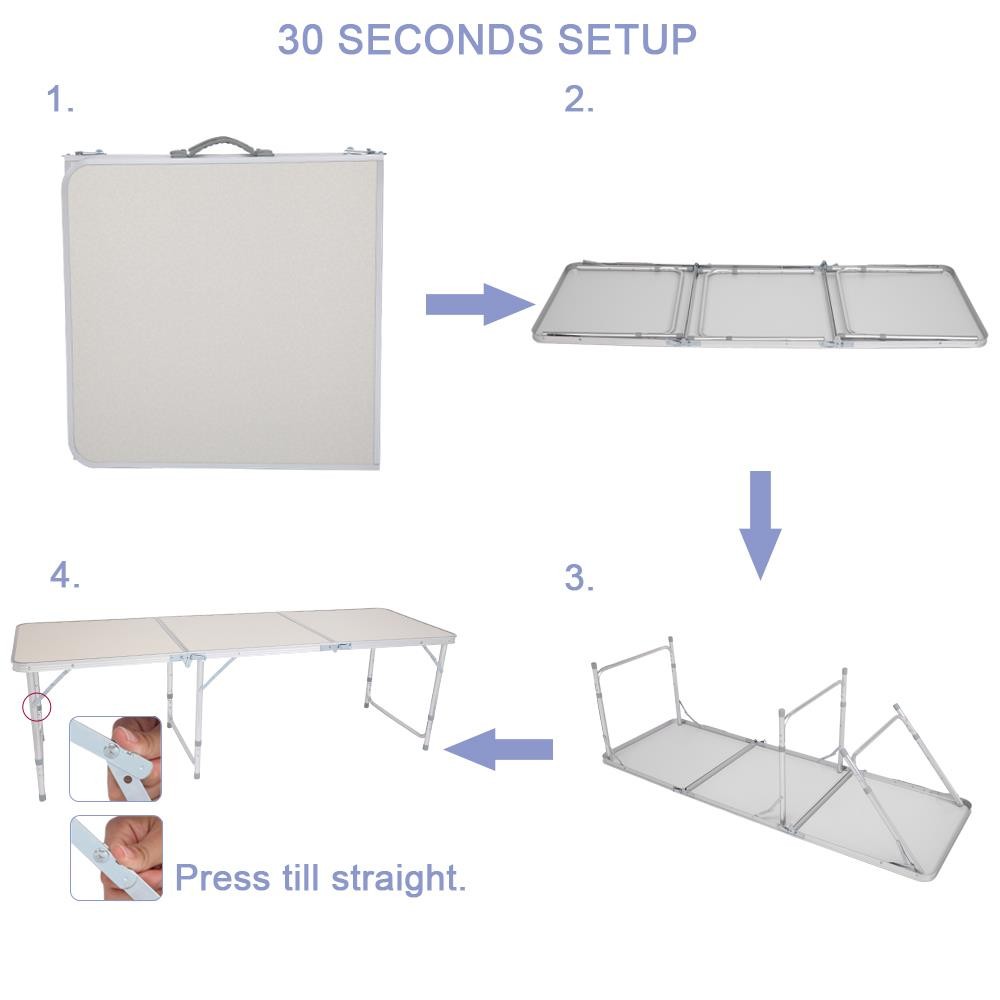 Portable Aluminum 6FT Folding Table In/Outdoor Picnic Party Dining Camping Table