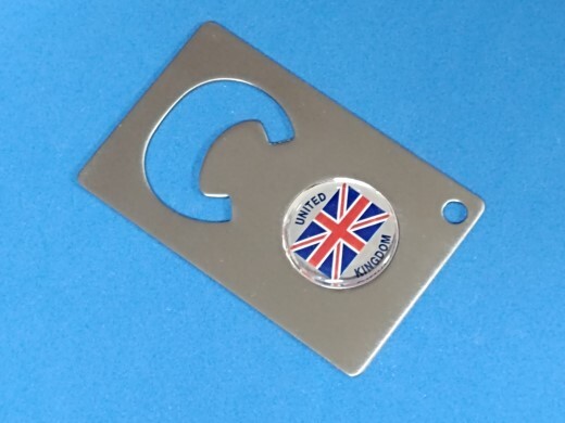 UNION JACK BRITISH FLAG UNITED KINGDOM CREDIT CARD BOTTLE OPENER #164 CHROME
