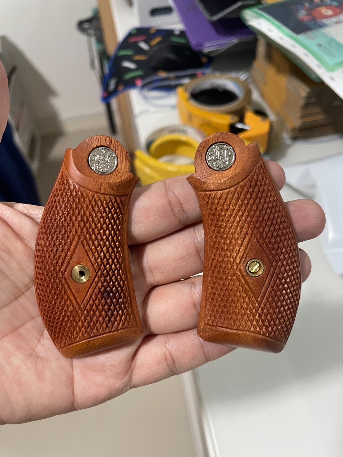 Special handmade wood Grips for classic S&W Third Model .32  Hand Ejector