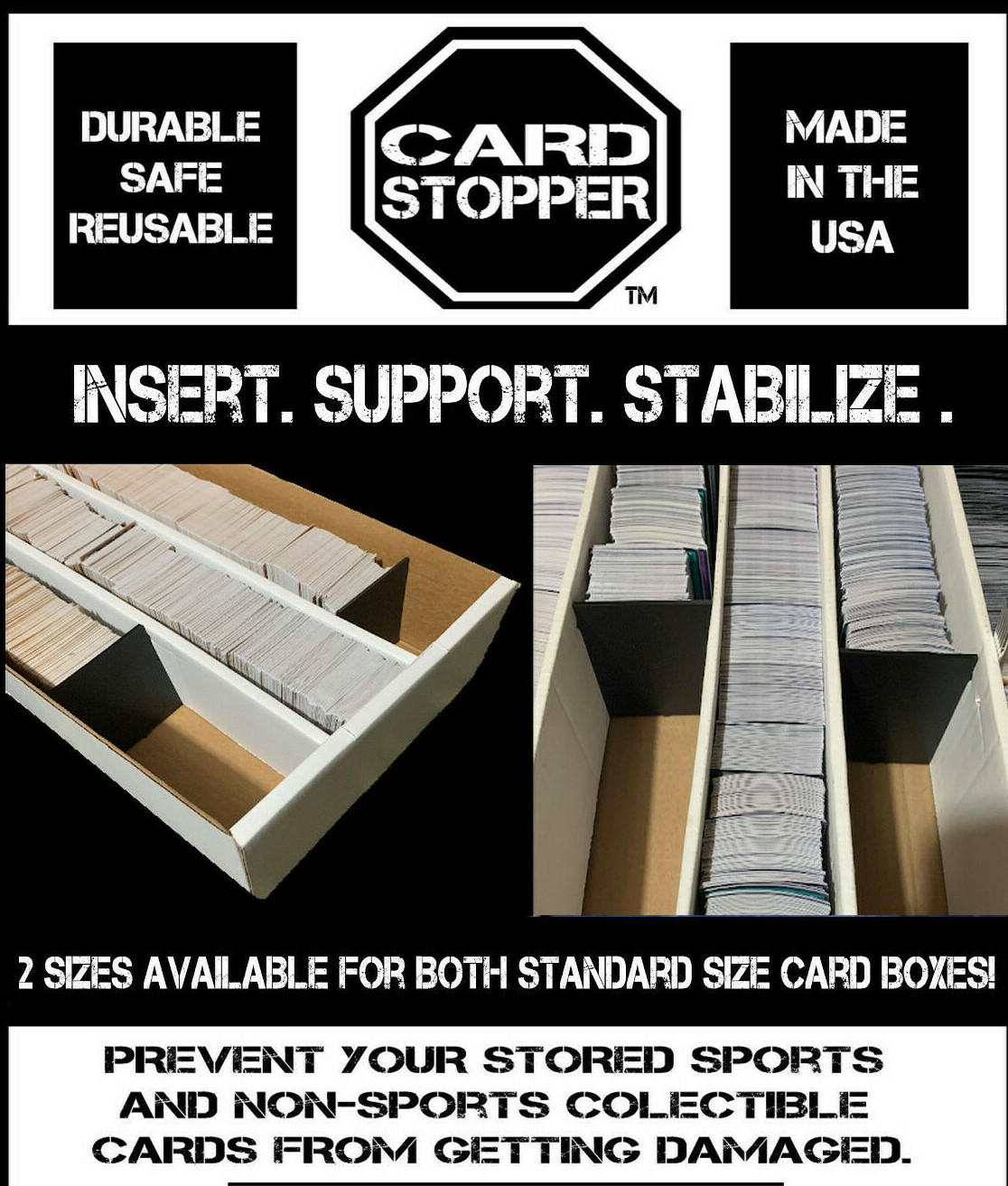 Card Stopper 10 Pack Vertical ( Non-Sports, Sports Card Storage ) Free Shipping!