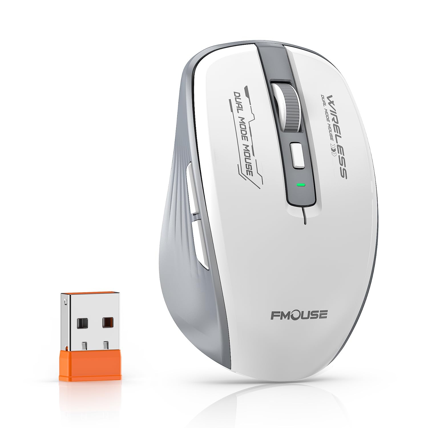 FMOUSE Wireless Mouse, Bluetooth & 2.4GHz Dual Mode, No Charging Needed (AA B...