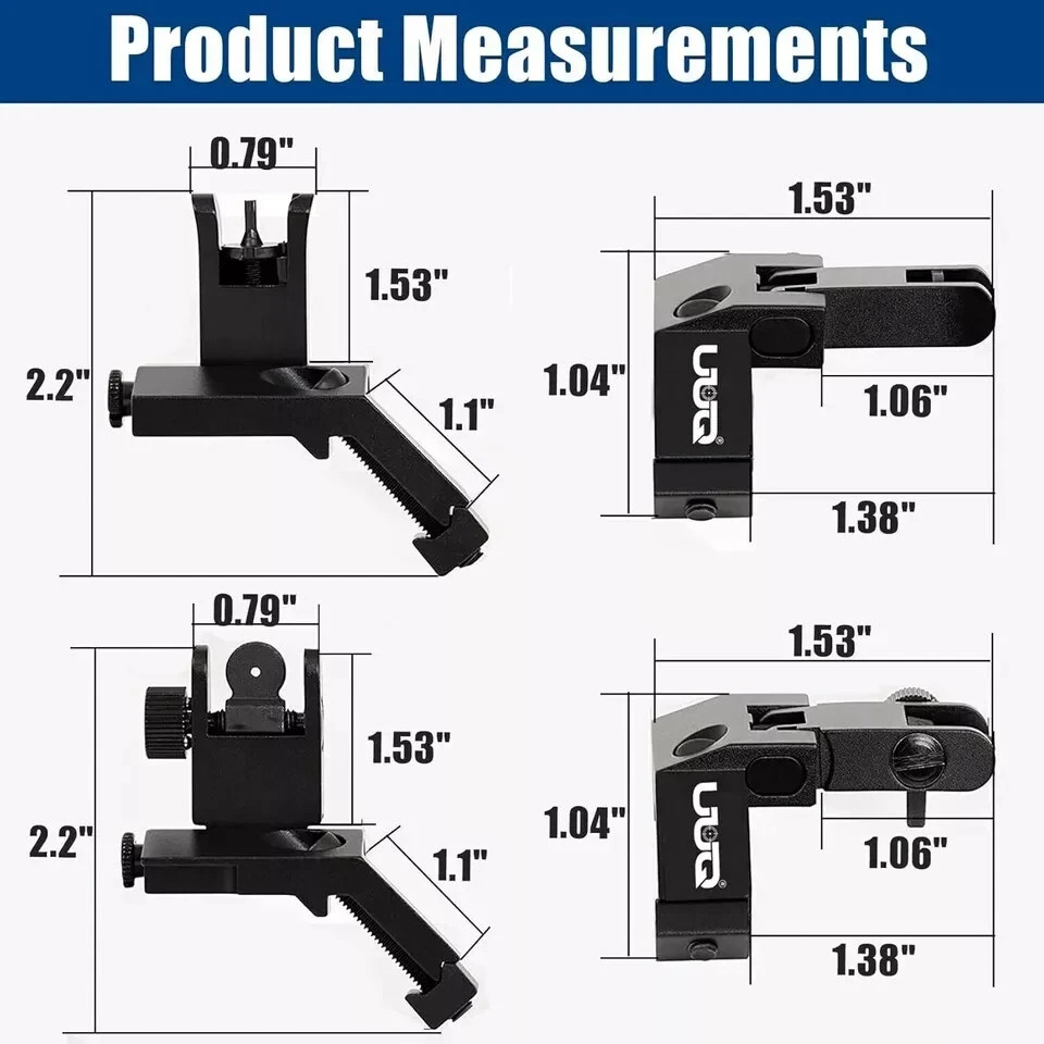 45 Degree Offset Fiber Optic Iron Sights,Flip Up Front Rear Sites with Red&