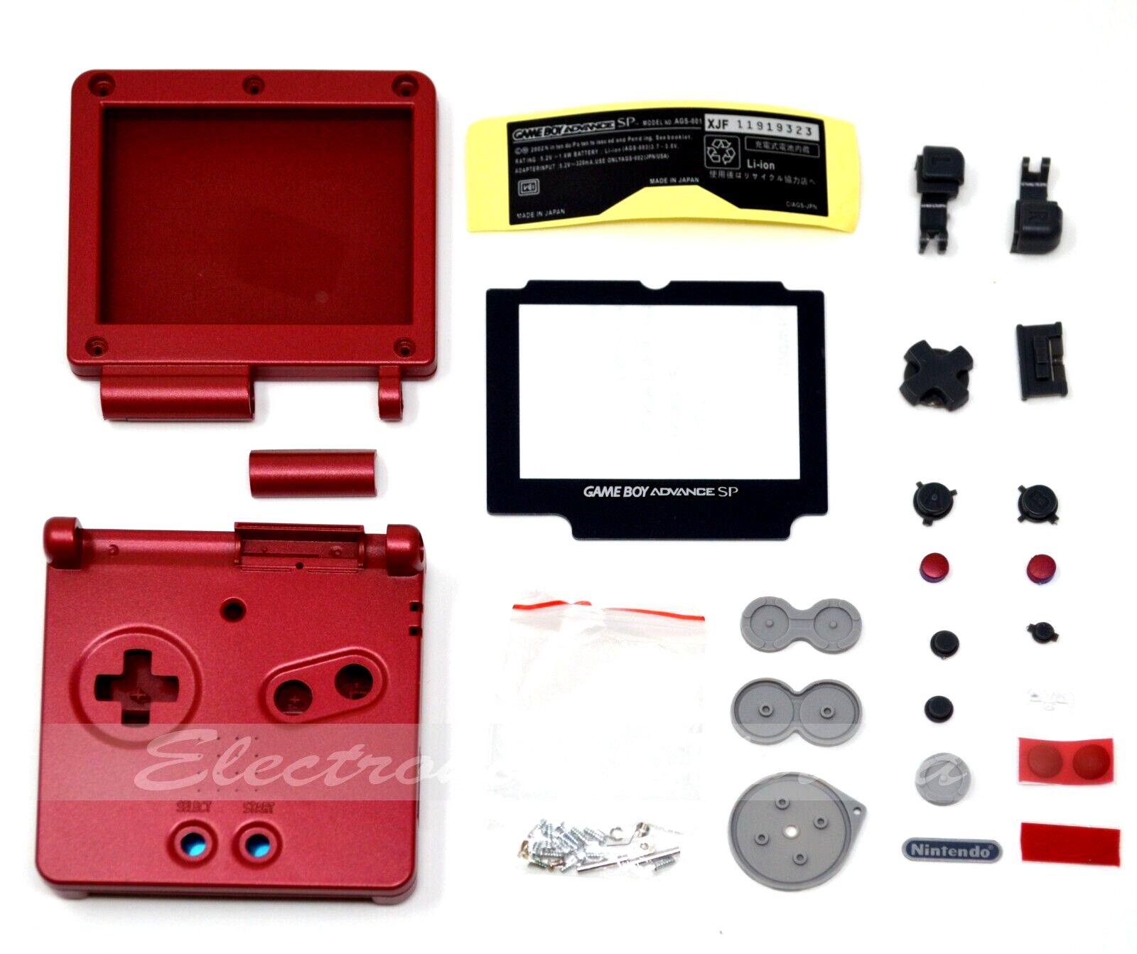 GBA SP Game Boy Advance SP Replacement Housing Shell Screen Lens (RED FLAME)
