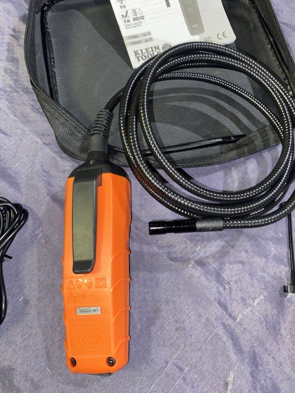 Klein Tools Rechargeable Wireless Borescope ET20 6ft Gooseneck 9mm Camera
