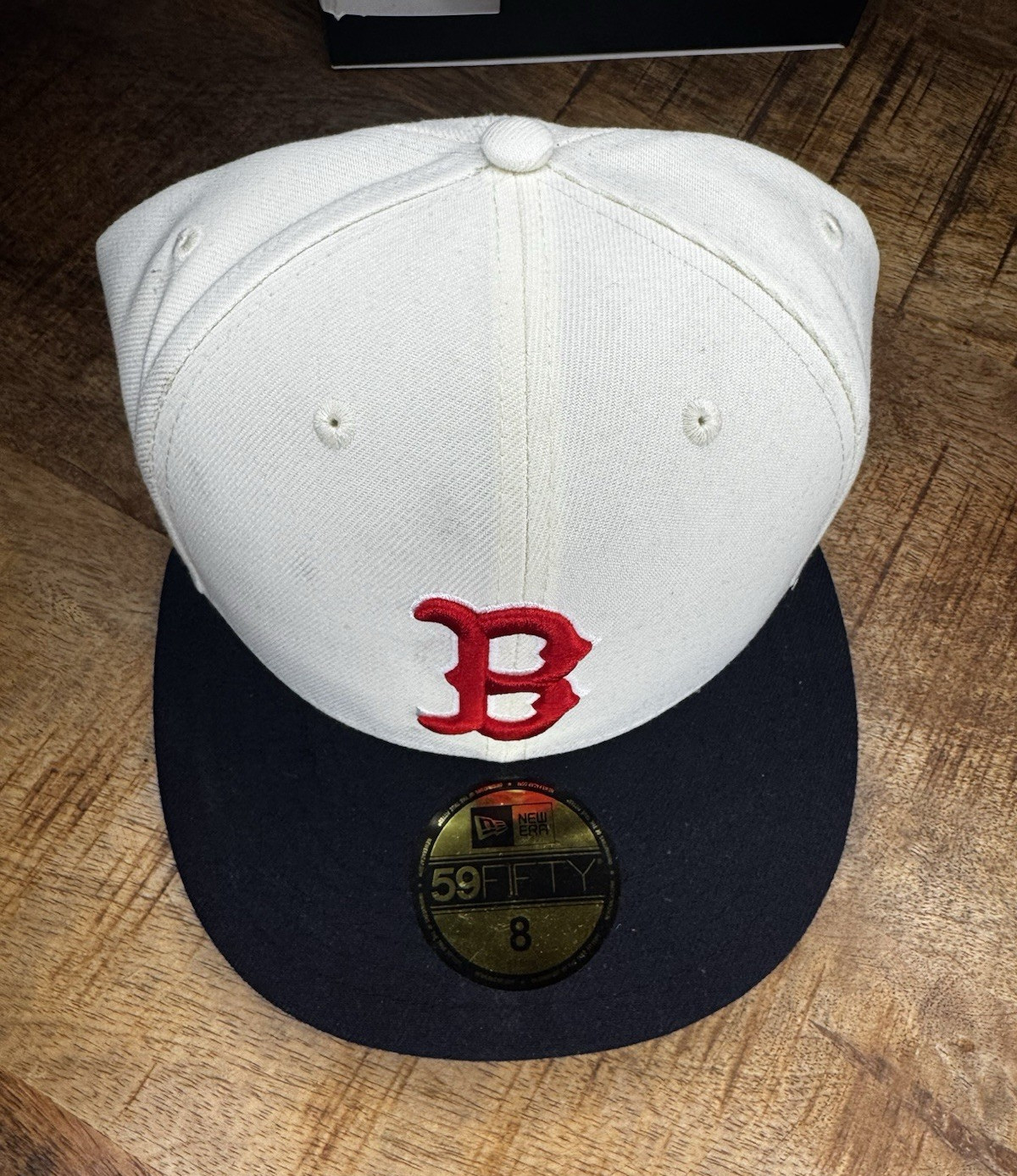 New Era 59FIFTY Boston Red Sox Fitted Cap Red “B” Logo White Black Red size 8