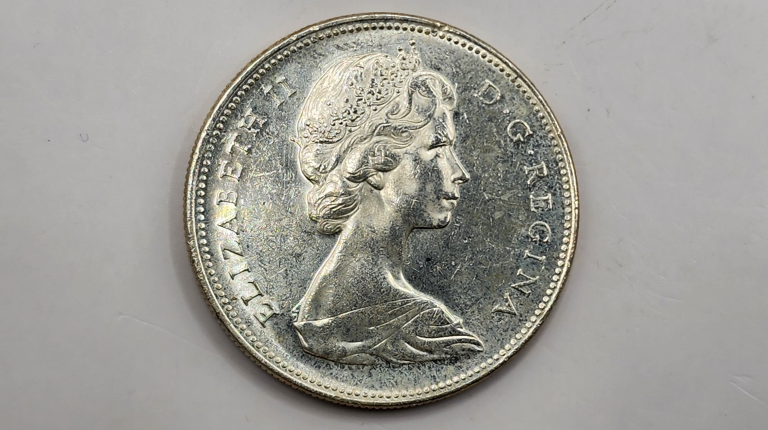 1966 Canada 1 Dollar Silver Coin - Large Beads - KM#64.1