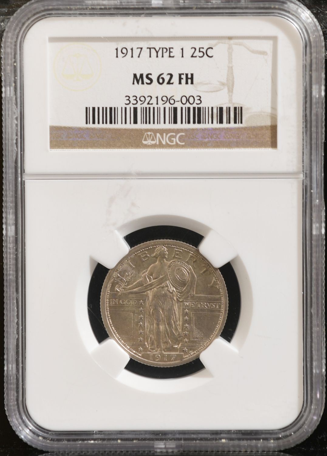 1917 STANDING LIBERTY TYPE 1 QUARTER NGC MS62 FULL HEAD ~ W/ Video