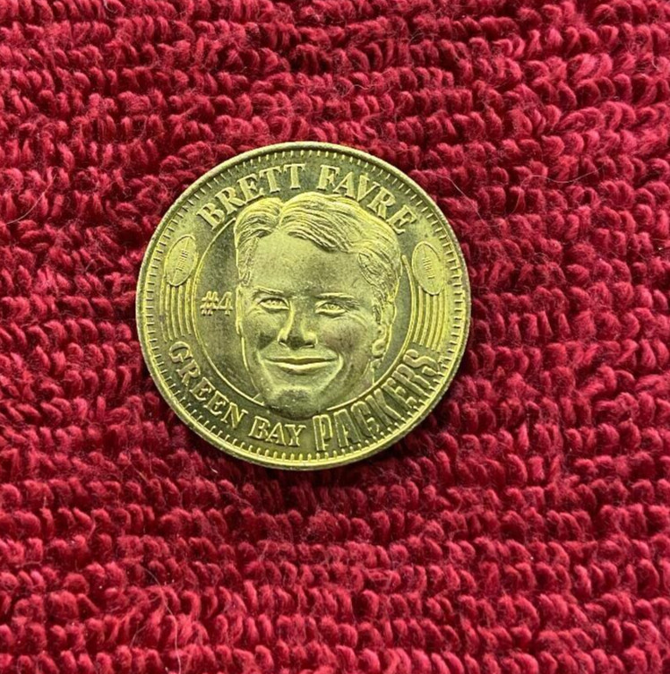1996 Pinnacle Mint Gold Plated Coin/Brett Favre #9 Packers SSP HOF Rare