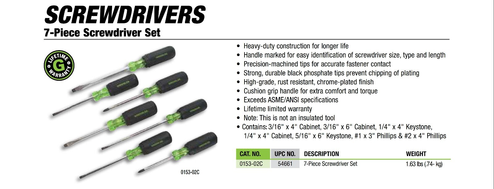 Greenlee 0153-02C 7-Piece Screwdriver Set