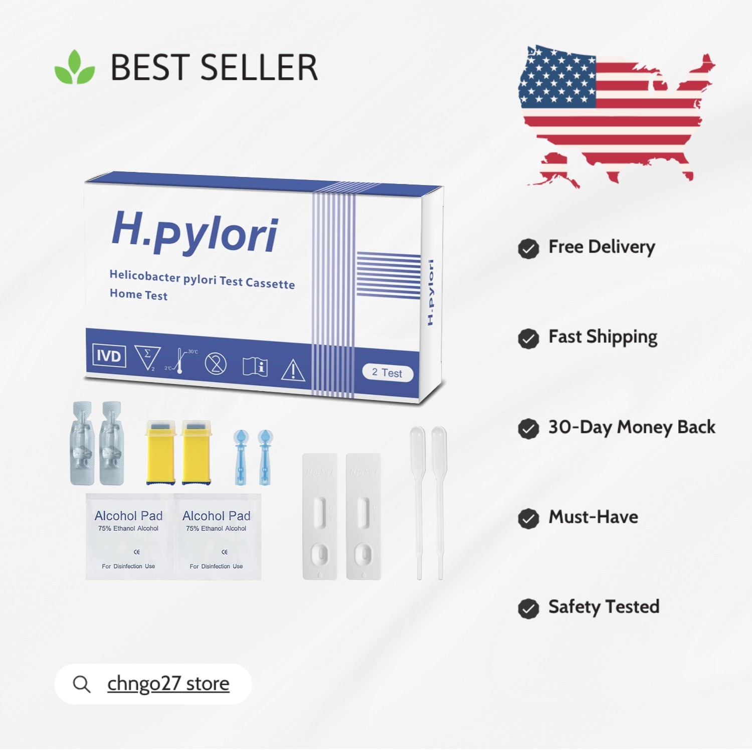Accurate Helicobacter Pylori  Kit for Home Use - Results in Under 15 Minutes