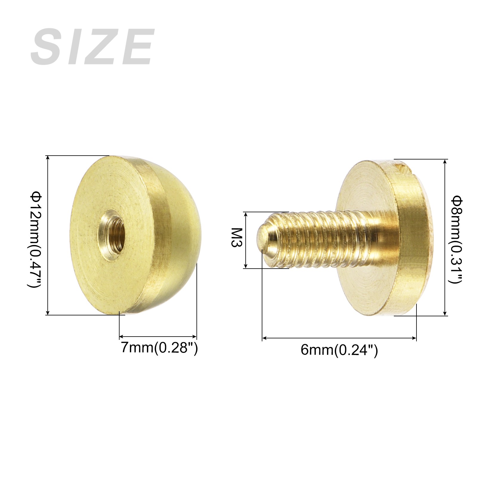 Screw Back Stud Spike (12x7mm) 6pcs, Round Head Stud Rivets