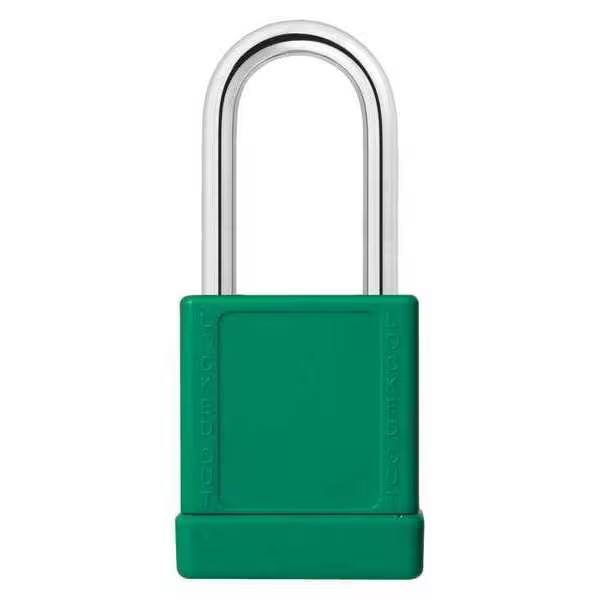 Lockout Padlock, Keyed Alike, Aluminum, Green, 1 1/2 in Shackle Height, 1 9/16