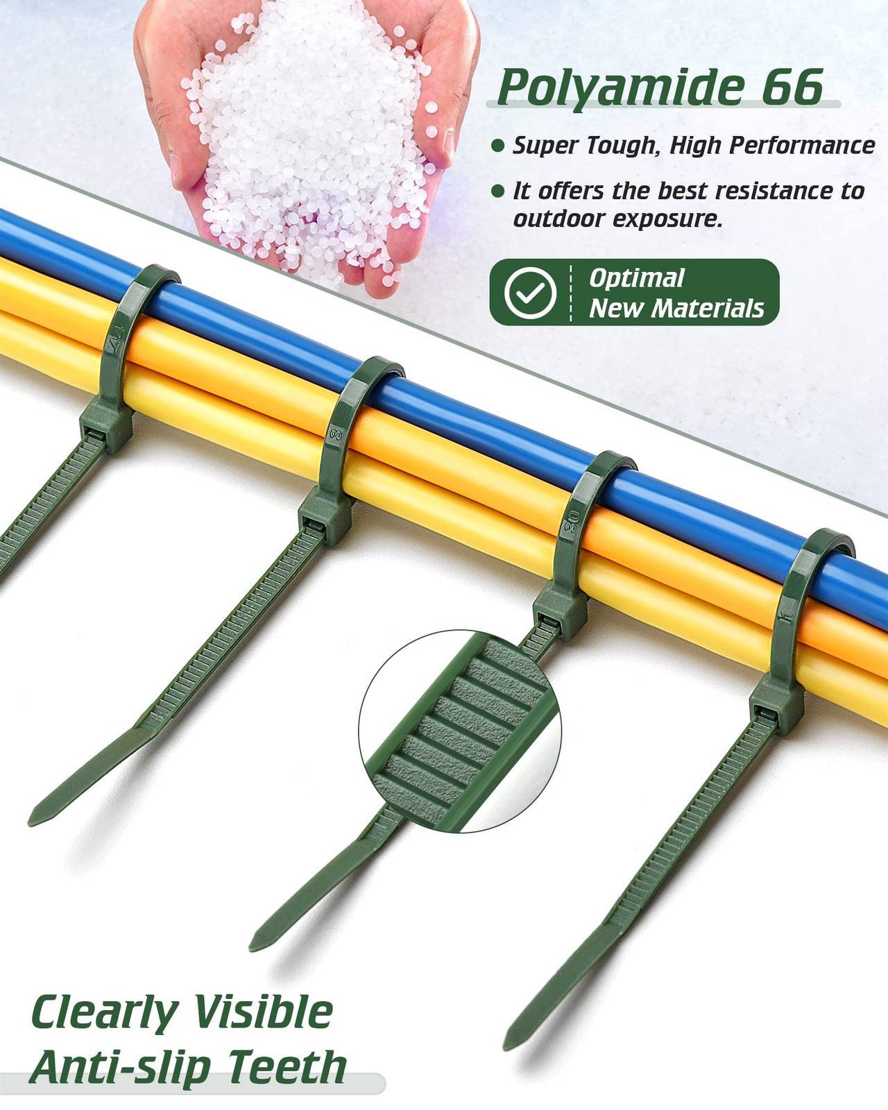 100 Pcs 8 Inch Multipurpose Self Locking Cable Ties Cord Management Wire Ties
