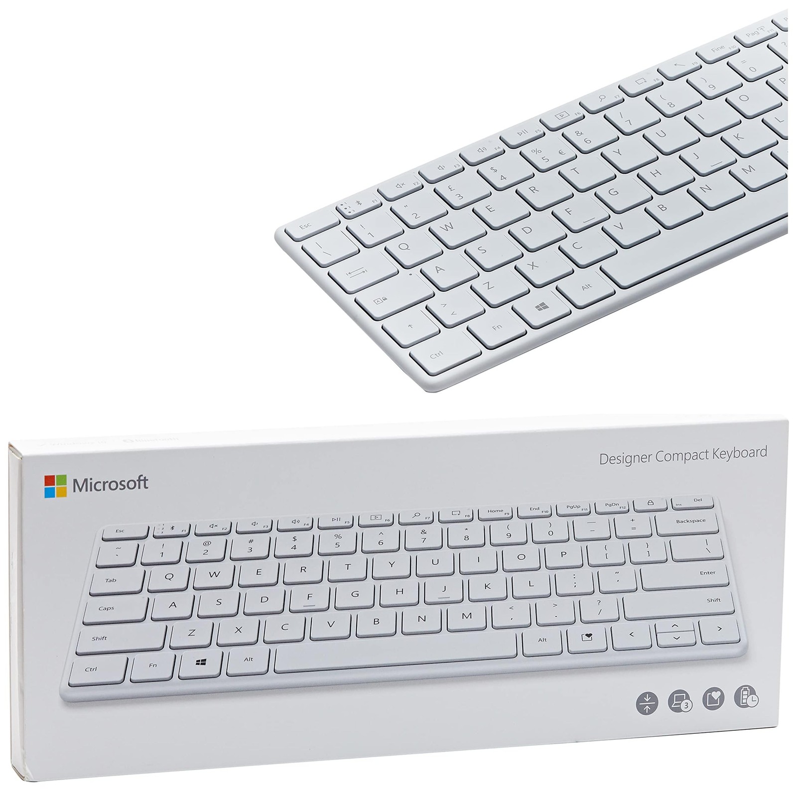 Microsoft Designer Compact Keyboard - Slim Portable Wireless Bluetooth Keyboard
