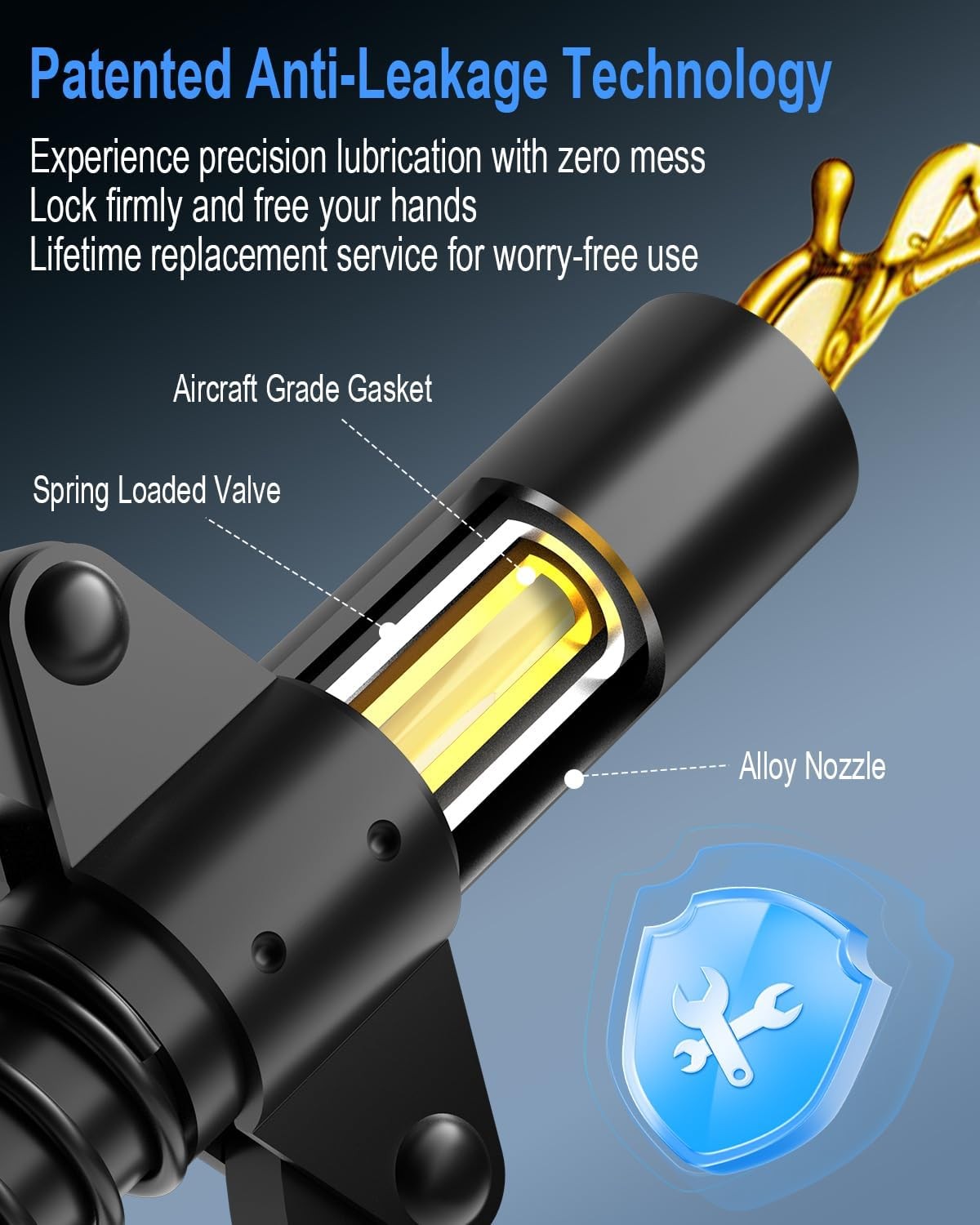 Grease Gun Coupler Black Leakproof Grease Gun Tips Quick Lock Release High Pr...