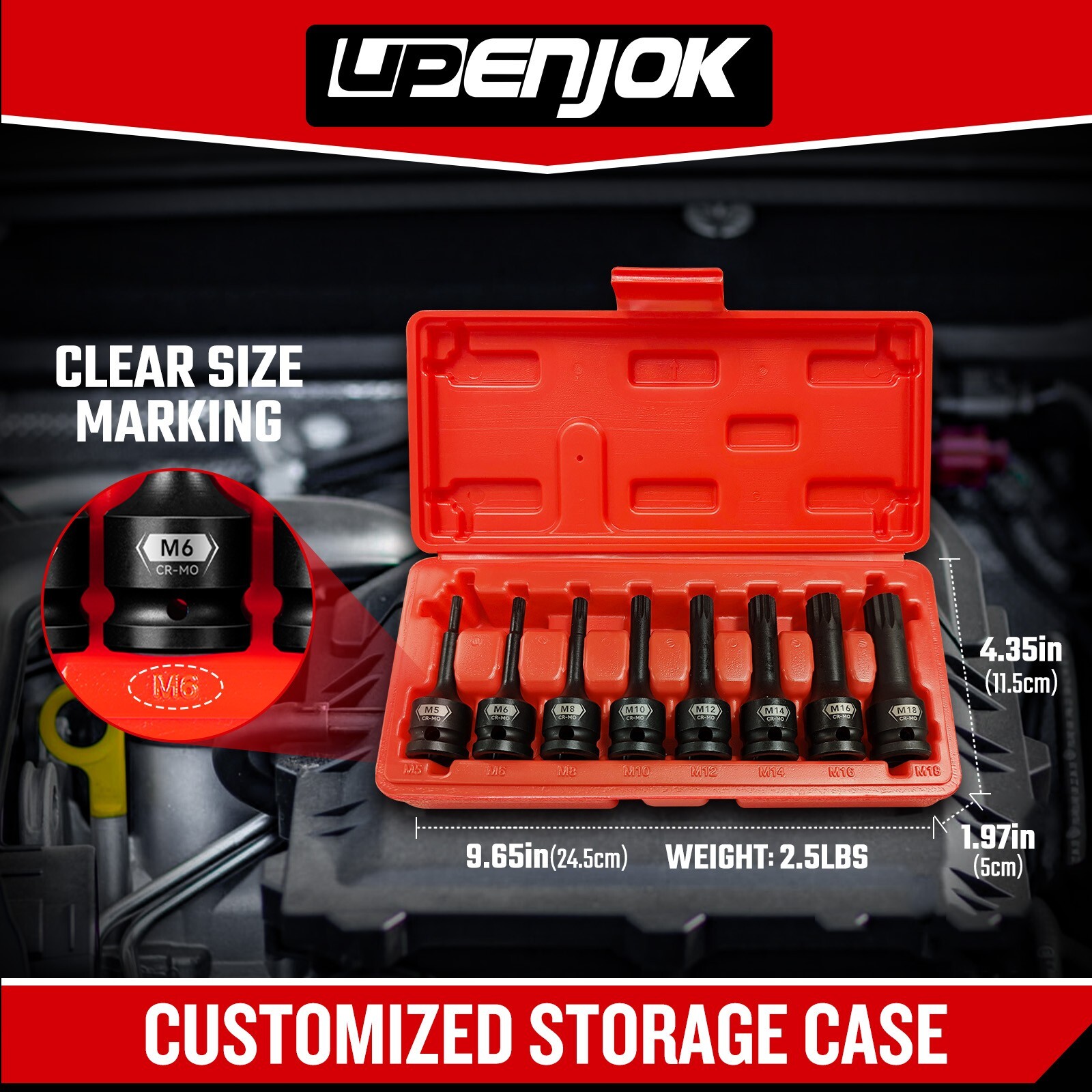 8 Pcs 1/2" Drive Impact XZN Triple Square Bit Socket Set M5-M18
