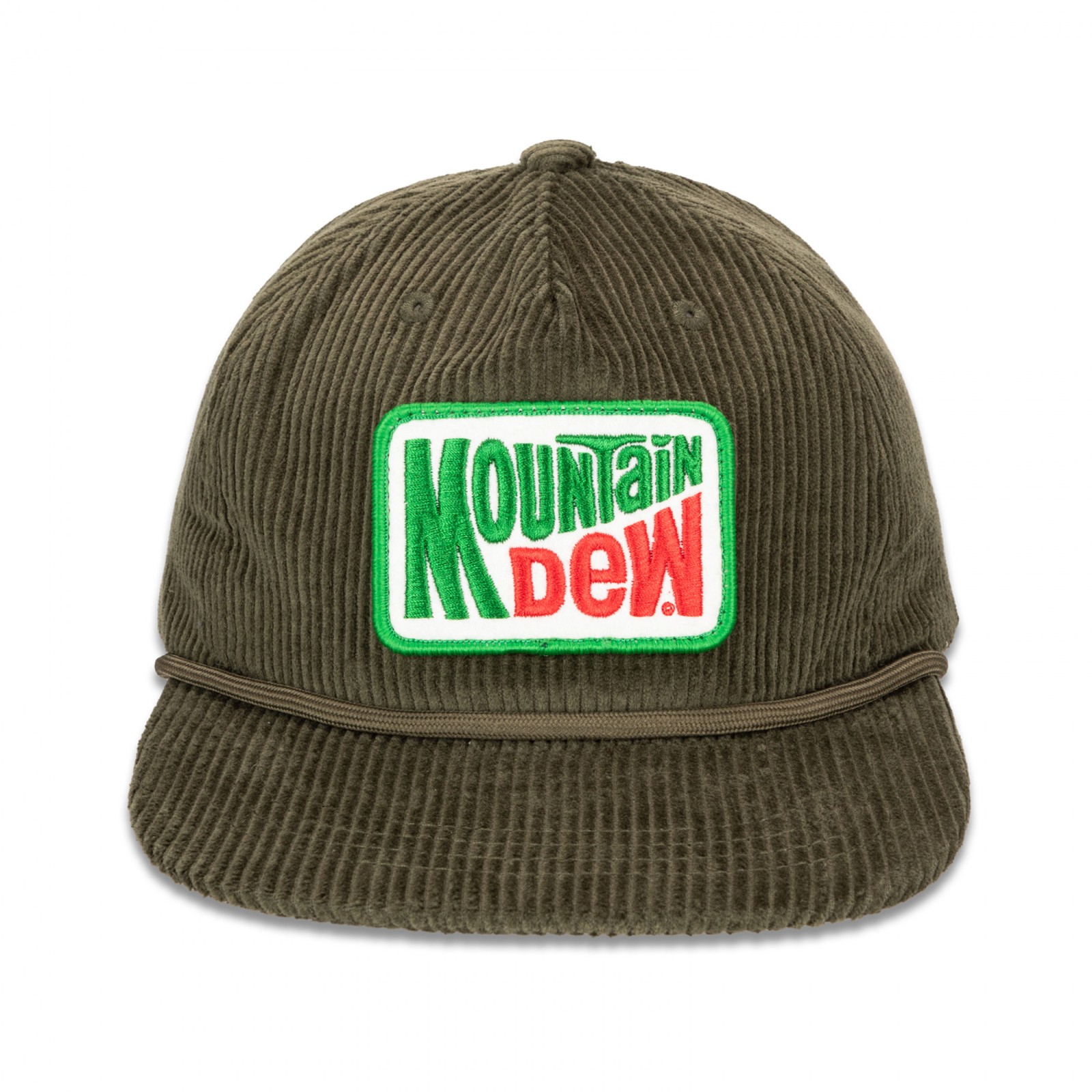 Mountain Dew Corduroy Hat with Embroidered Felt Patch & Flat Bill Multi-Color