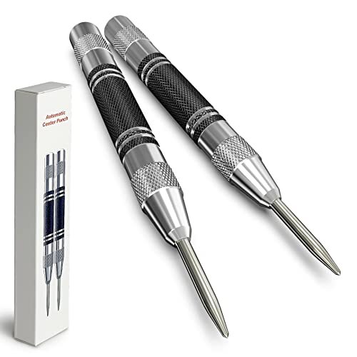 2PCS Automatic Center Punch with Adjustable Tension Punch Tool, seel, 5 INCHES