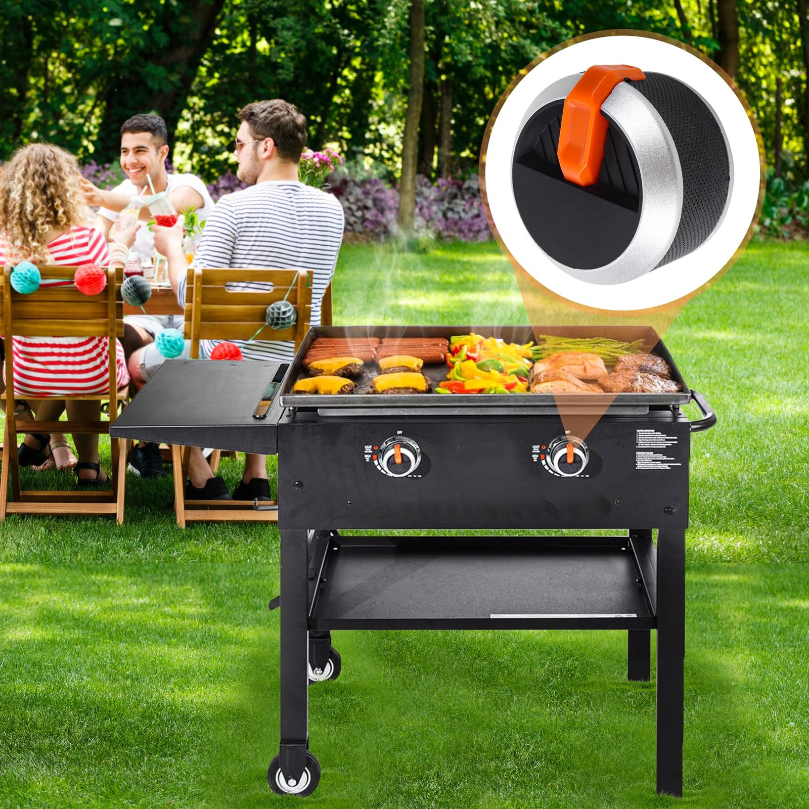 Gas Griddle Grill Orange Knobs Replacement for Blackstone 1666 1517 1554 1825 18