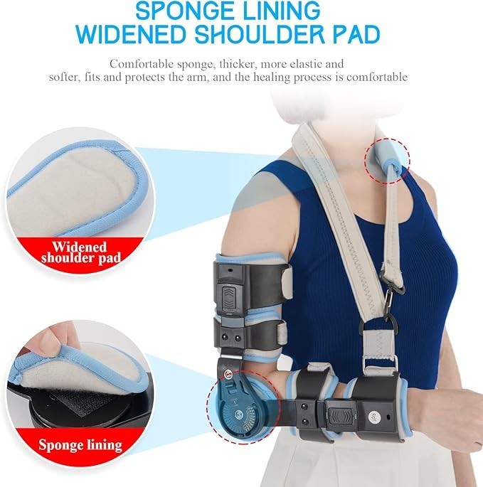 Hinged Elbow Brace ROM Elbow Brace Support with Strap Sling Adjustable Post Op
