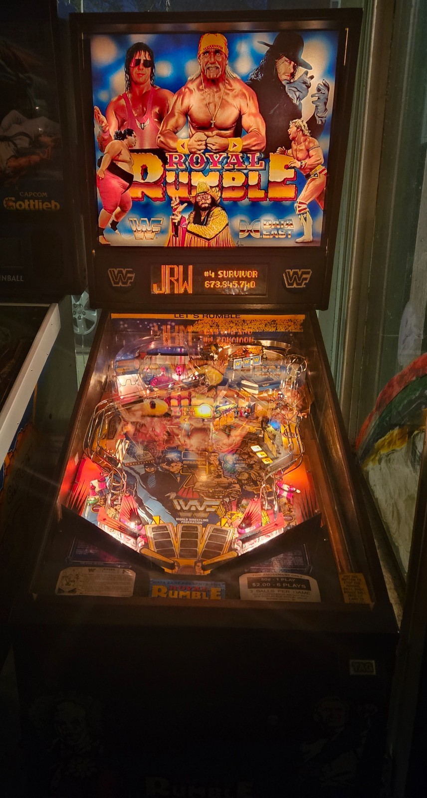 1994 WWF ROYAL RUMBLE Pinball Machine by Data East 100% Shopped & Working NICE