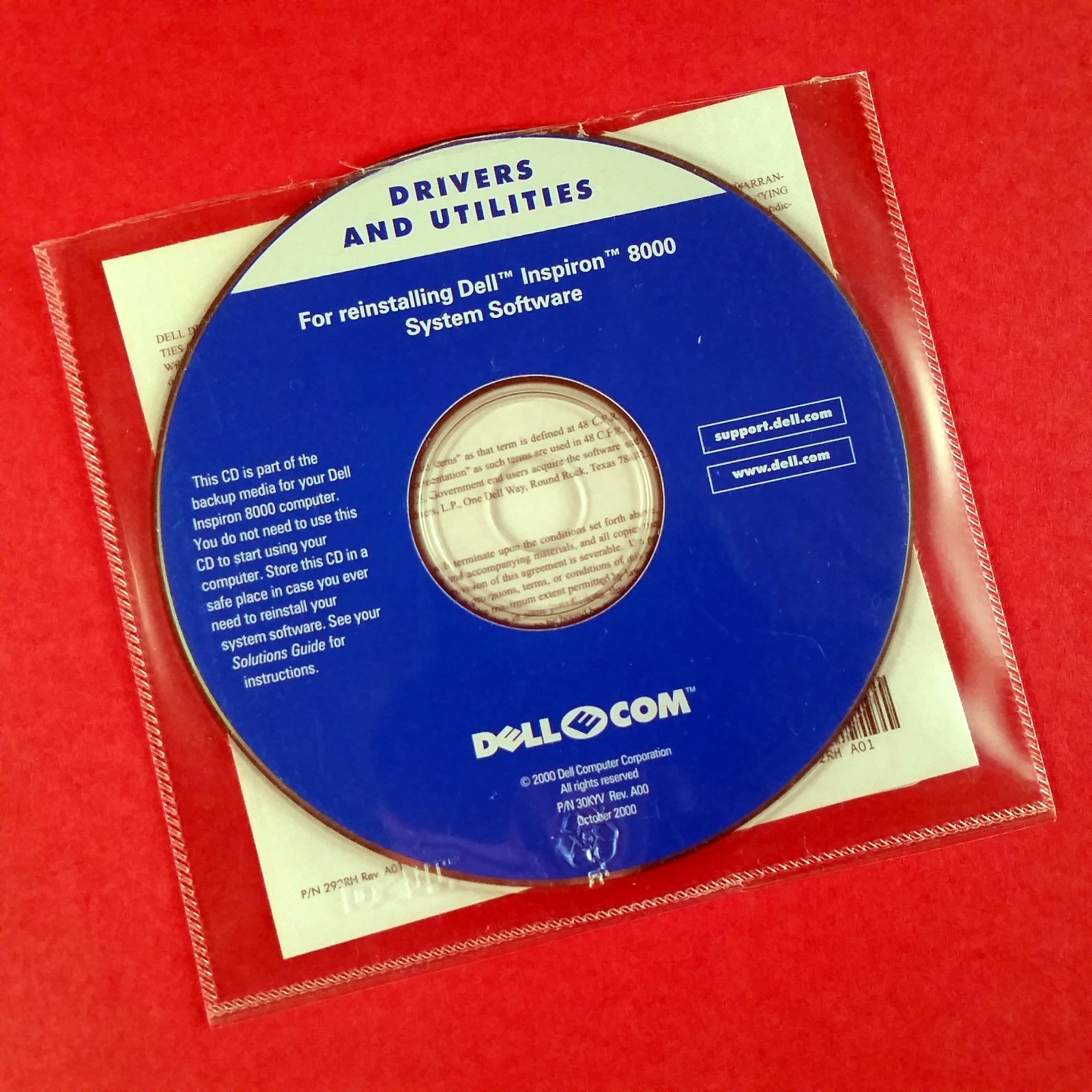 Dell Inspiron 8000 System Software Reinstallation CD-ROM Drivers Diagnostics