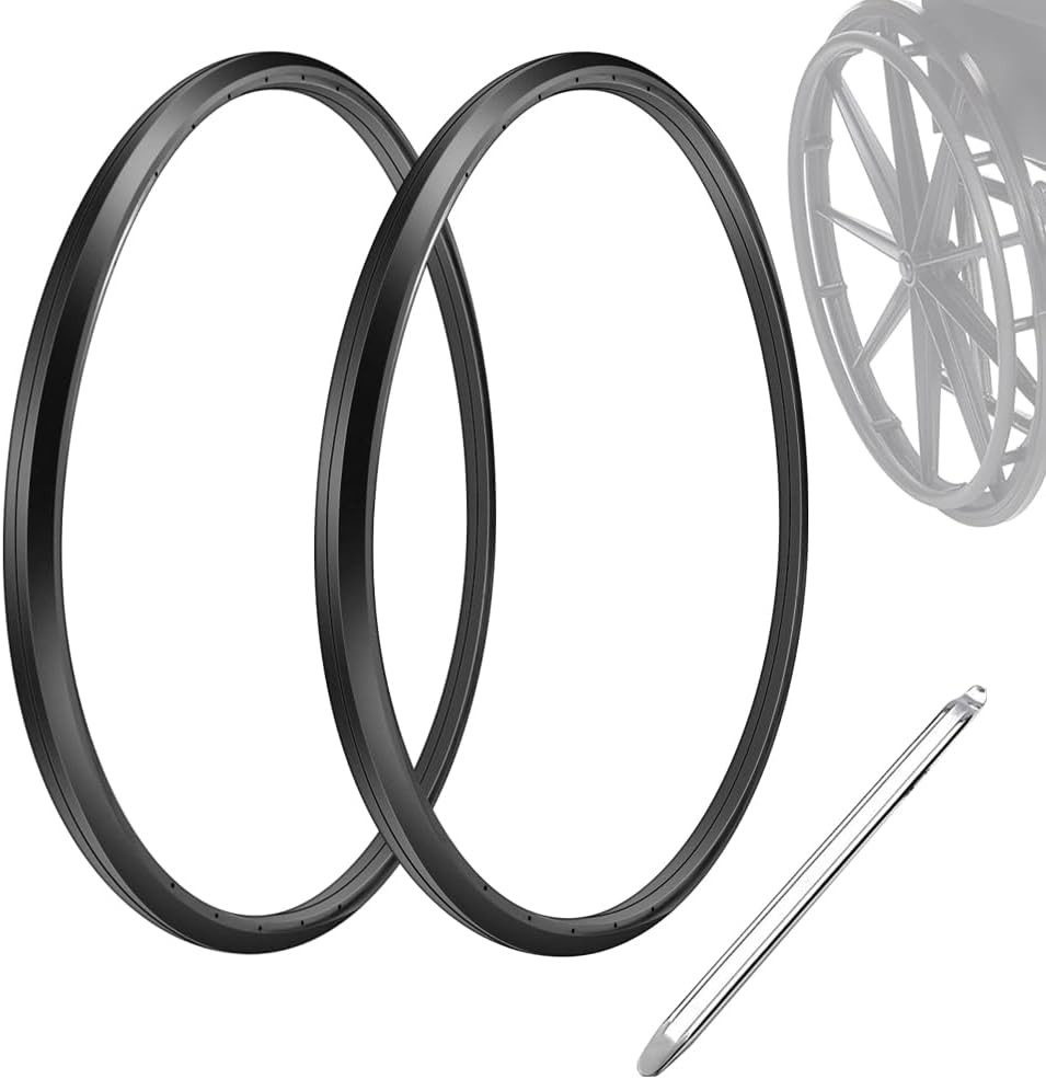 (1 Pair) Wheelchair Rear Wheel Replacement Tire, 24 "X 24X1 Standard, Black