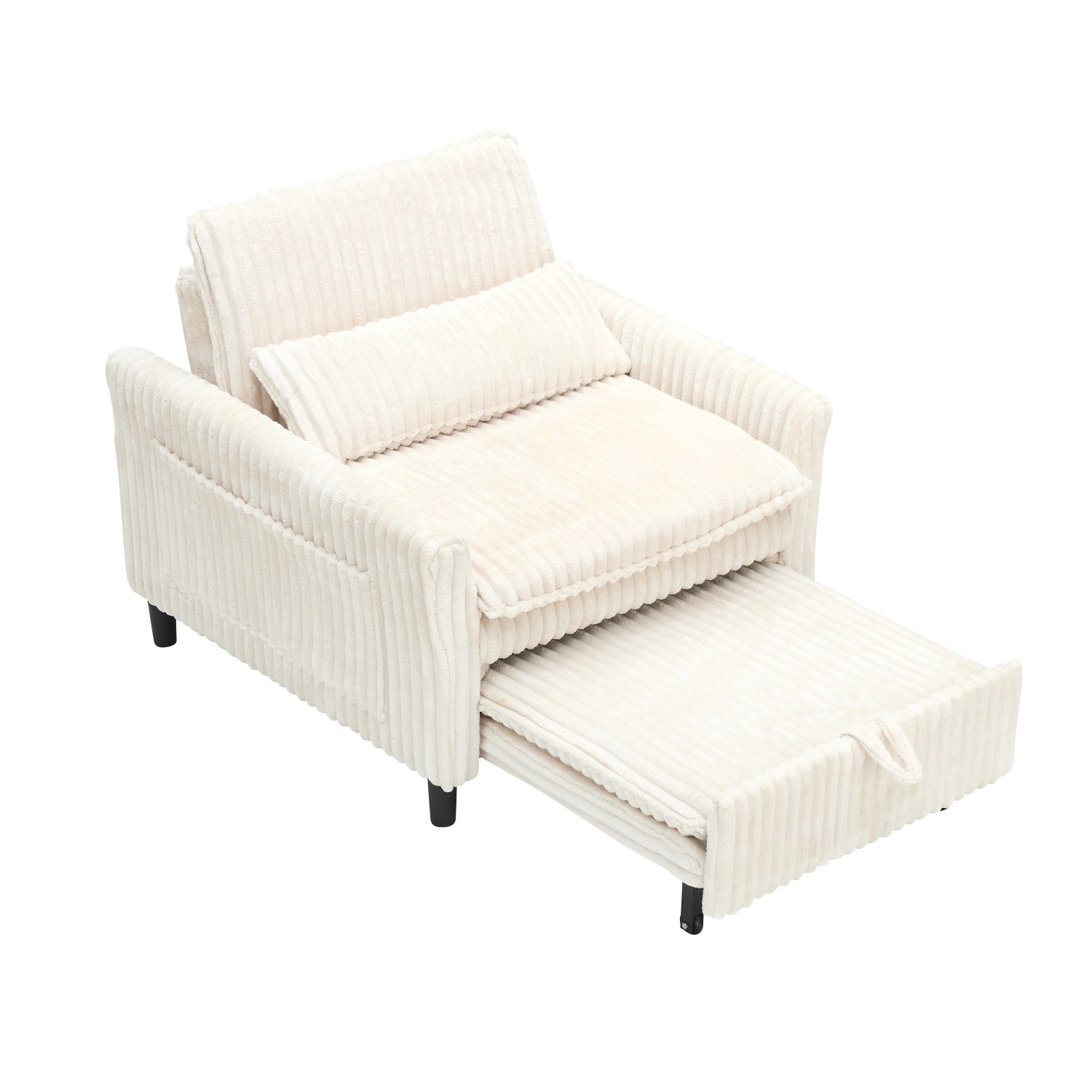 Corduroy 3 in 1 Convertible Sofa Bed Folding Recliner Sleeper Sofa Chair