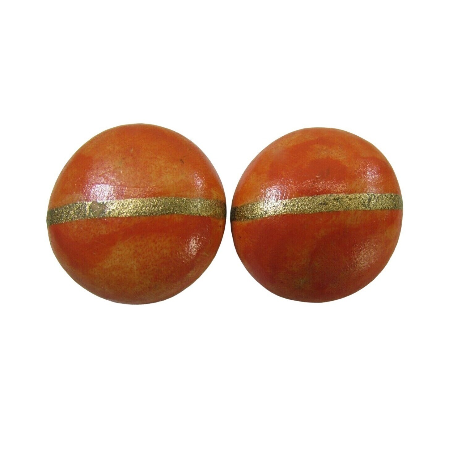 Vintage Orange Button Clip On Earrings 51712