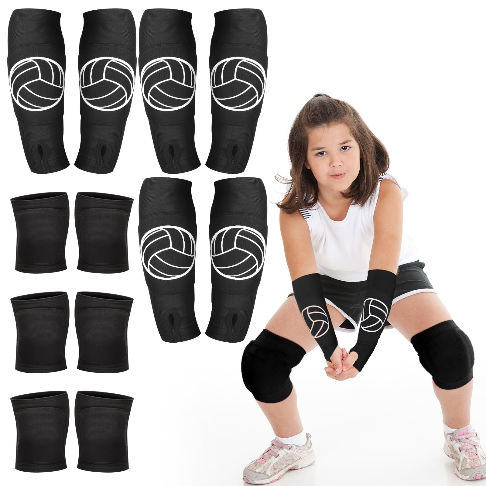 Sosation 3 Set Volleyball Arm Sleeves Knee Pads Youth Kids Boys Girls Protective