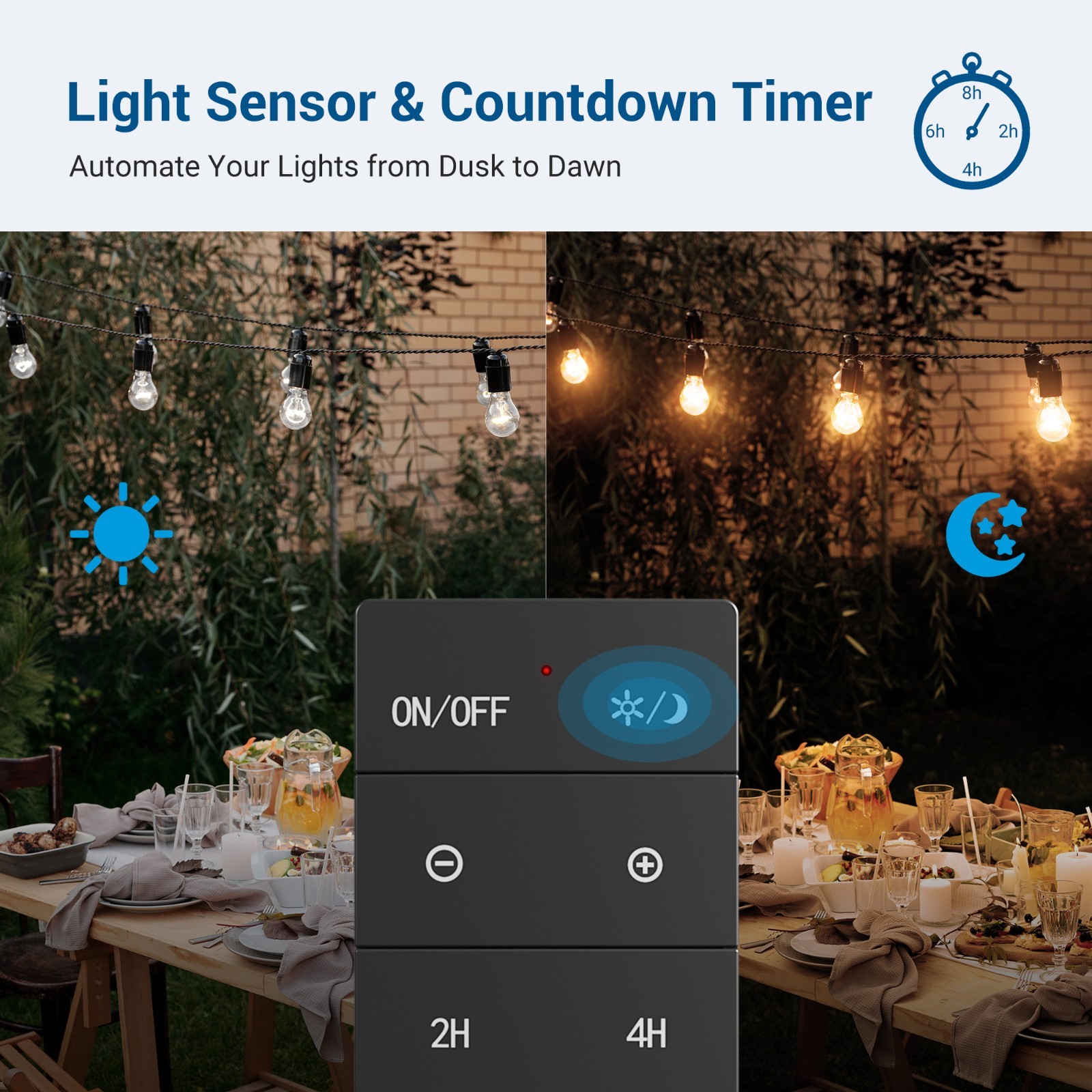 DEWENWILS Outdoor Dimmer with Timer Function Dusk to Dawn Remote Dimmer Switch