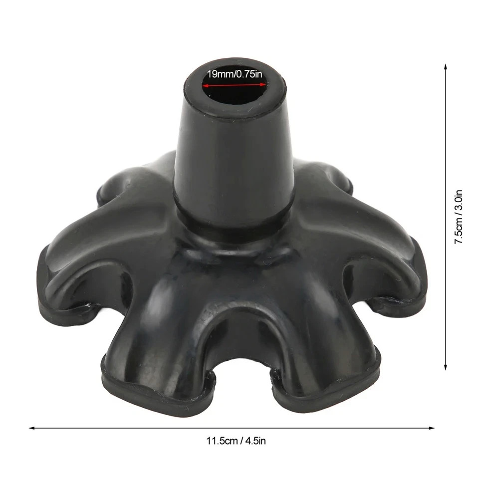 6 Point Cane Tip Replacement Rubber Foot 3/4" Self Standing Walking Cane Base