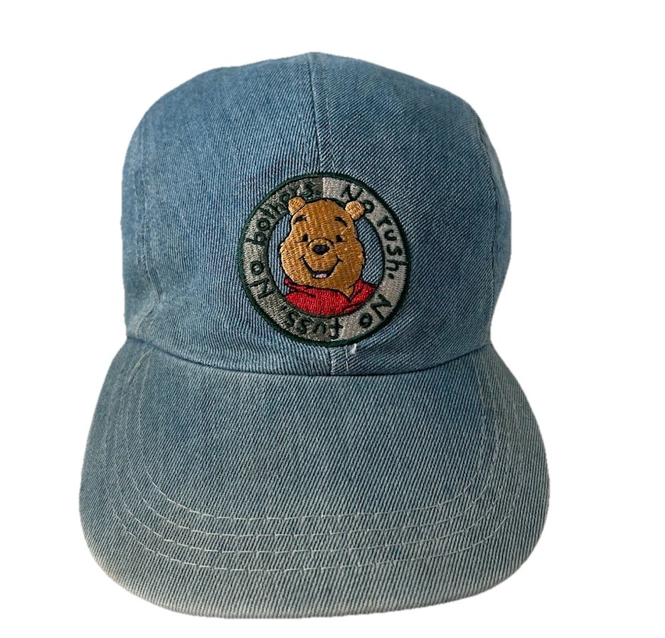 Winnie the Pooh Hat Cap Stretch Back Disney 4 Panel No Fuss No Bothers No Rush