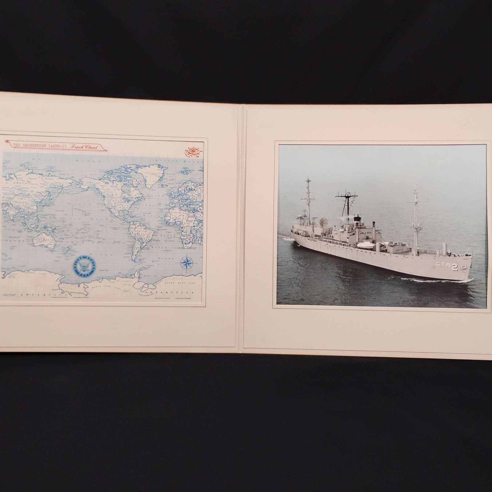 VTG Ship USS Georgetown AGTR-2 Navy Track Chart Map Photo Atlantic Fleet Sales