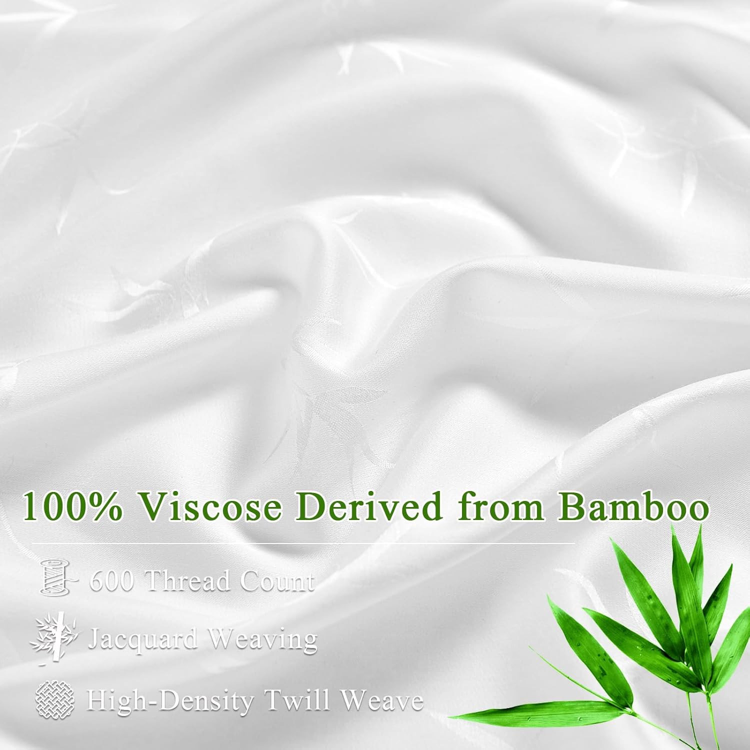 Bamboo Viscose Cooling Sheets, 600 TC, 16" Deep Pocket, Full, White
