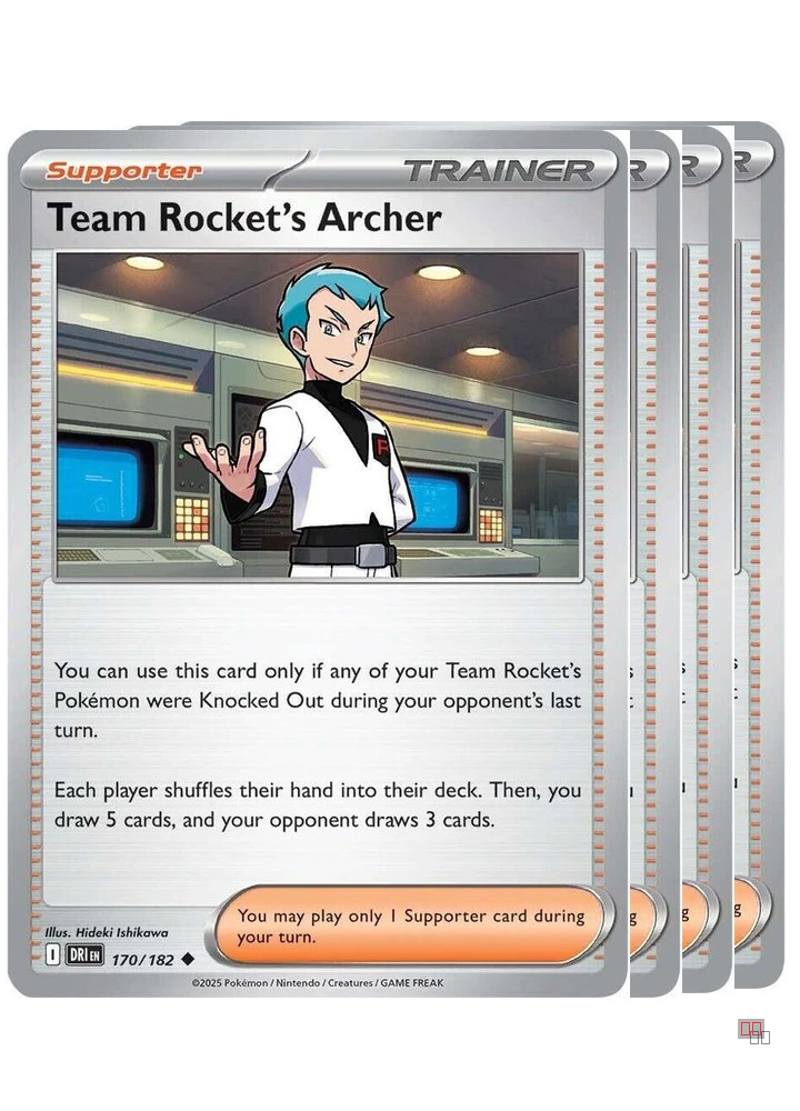 4x Team Rocket's Archer 170/182 Pokemon TCG Playset SV10: Destined Rivals NM