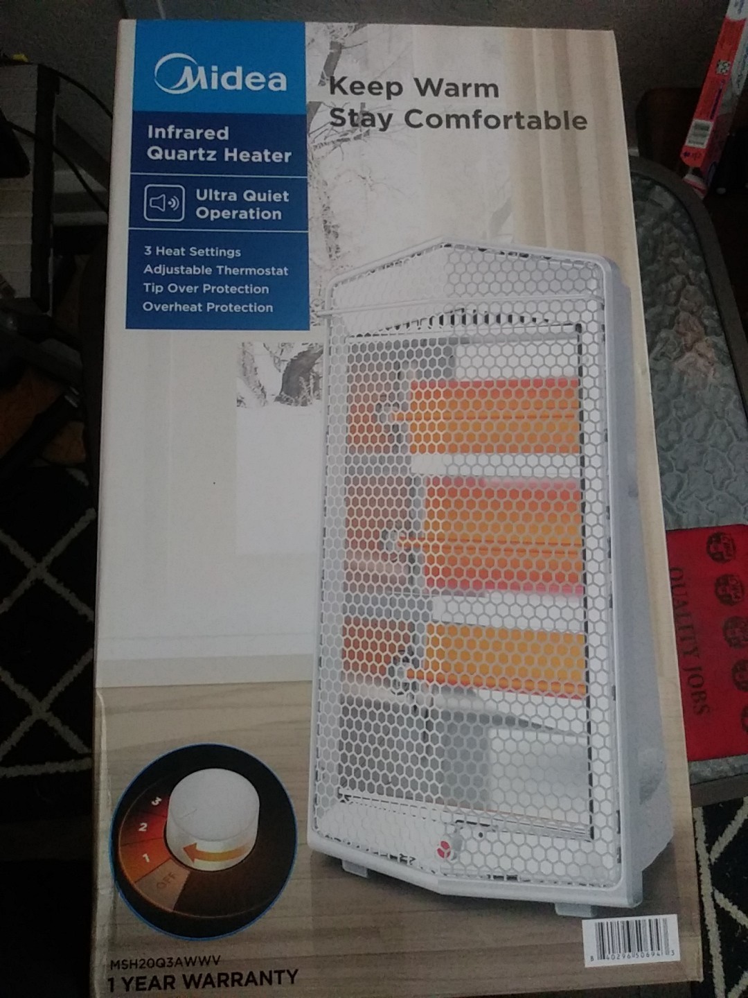 Midea 1500W Infrared Quartz Electric Space Heater, MSH20Q3AWWV, New In Box White