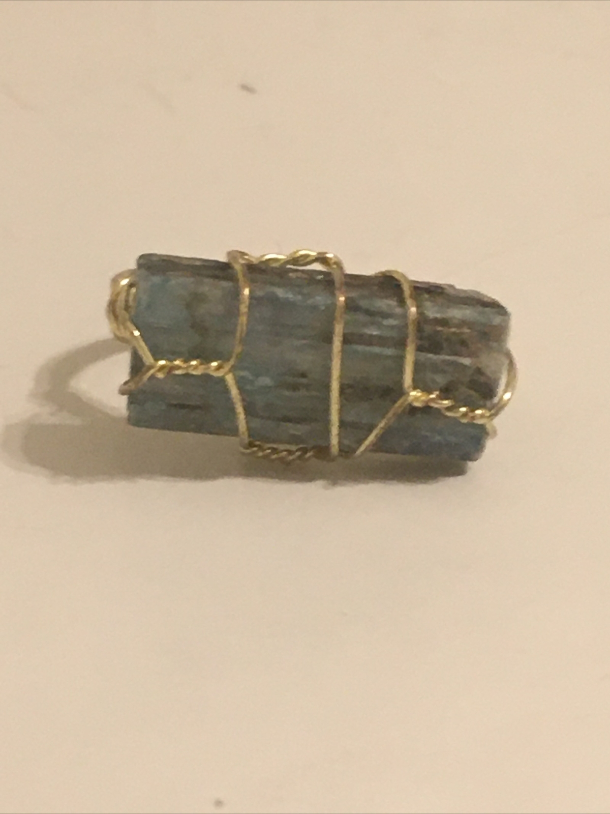 apatite raw stone wire wrapped ring adjustable to size 6,7 &8