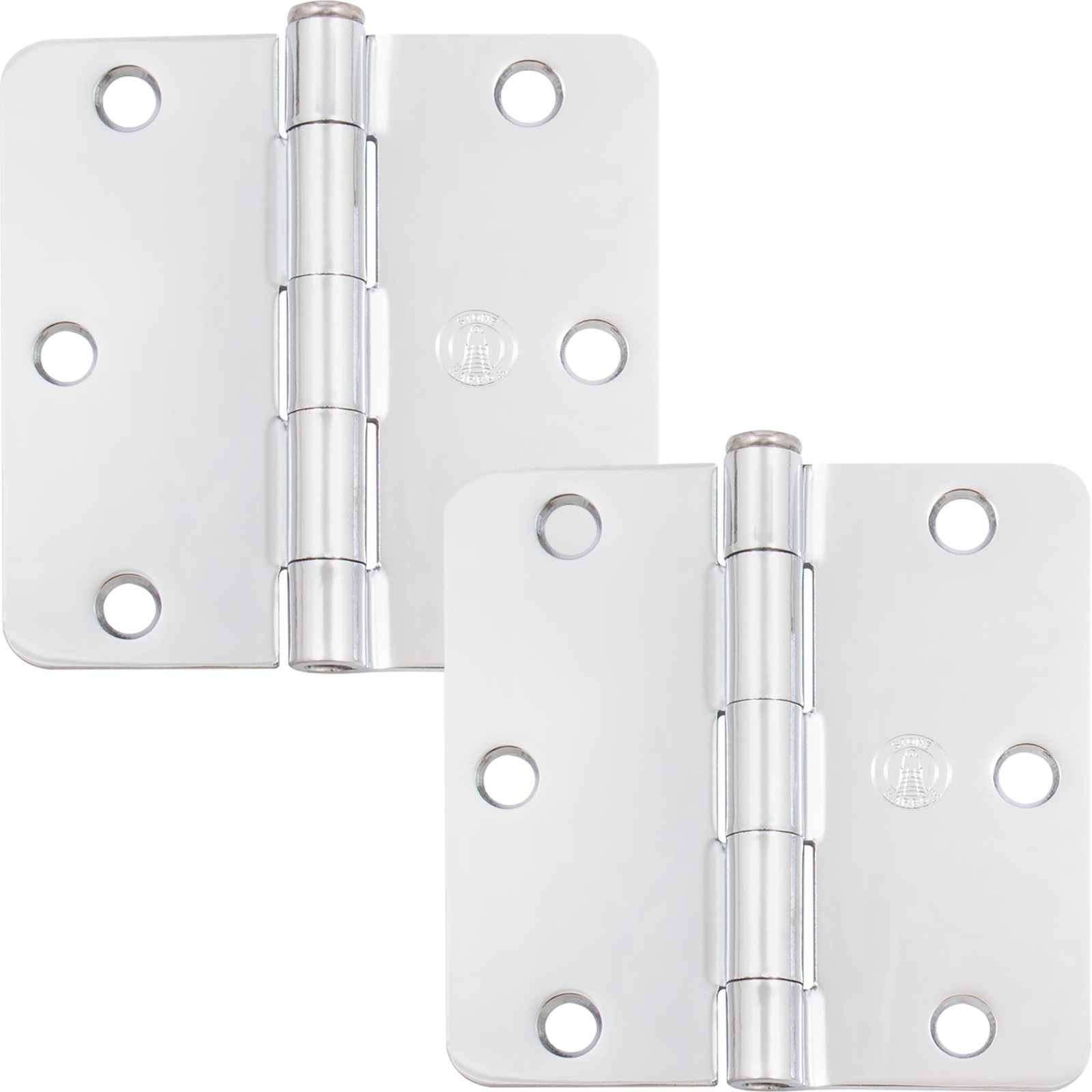 Standard Hinge, 3-1/2 Inches, 1/4" Radius Corner, 2-Pack, Polished Chrome by Sto
