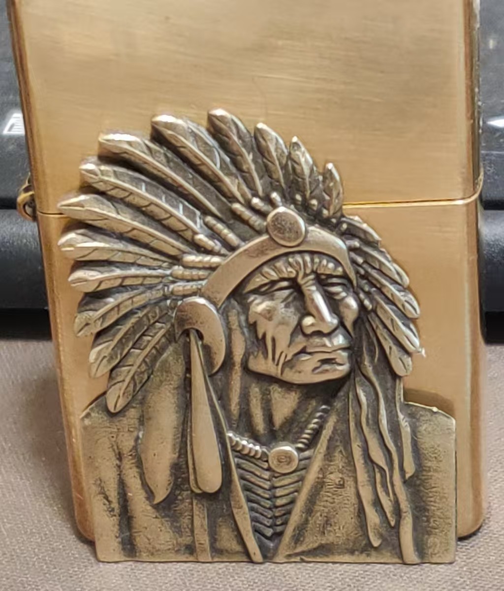 1 piece Lighter accessories Brass Portrait of an Indian Chief DIY sticker