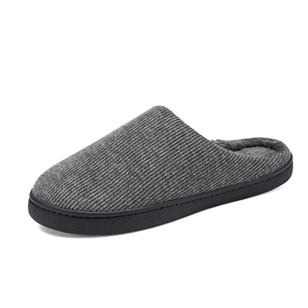 Mens Winter Indoor/Outdoor Slippers Comfort Fuzzy Plush Lining House Shoes