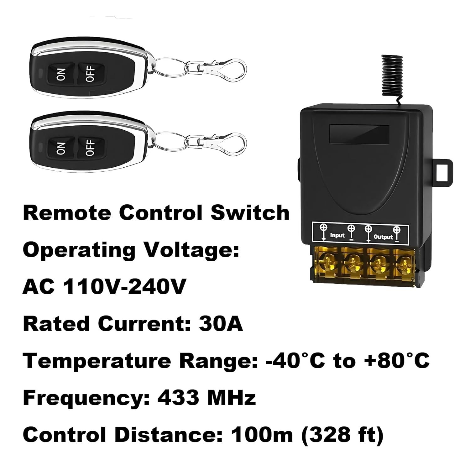 120V Remote Control Switch Wireless,AC 110V-240V 30A RF Relay 328ft Long Range