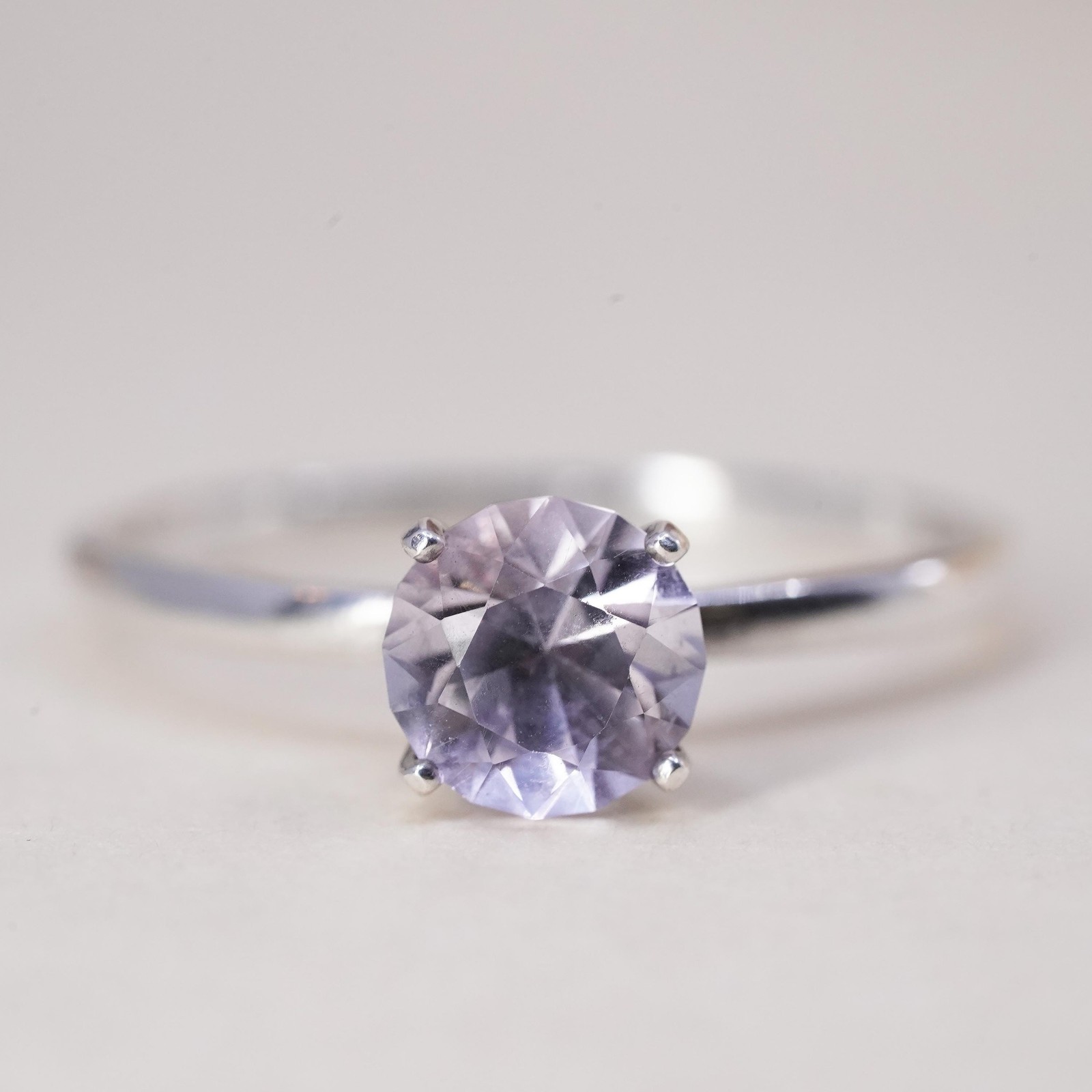 Size 9.5, vintage Sterling 925 silver engagement ring with round cut cz
